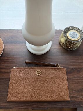 Michael Kors Tan Pebbled Leather Wristlet